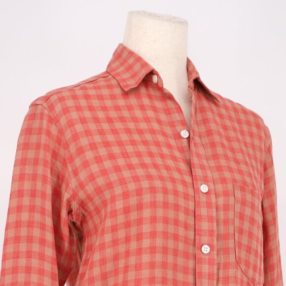 EMILY PHILLIPS 100% Linen Check Girlfriend Midi Dress Pink/Khaki Size 2 - Picture 4 of 9